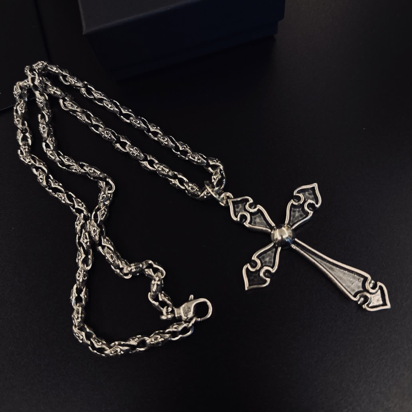 Chrome Hearts Silver Cross Pendant Necklace